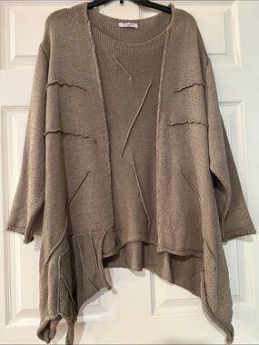 Moonshine Taupe  Relaxed Cotton Sweater